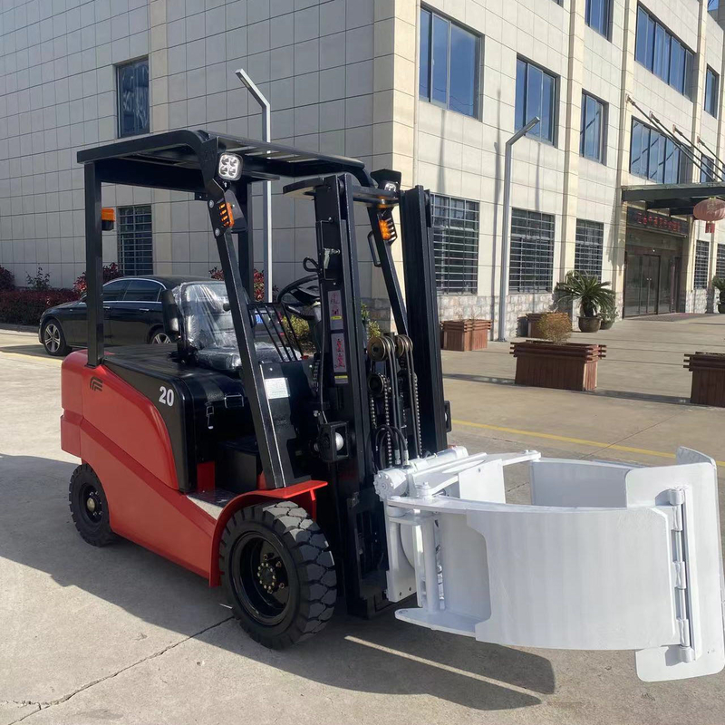 2 Ton 4 Wheel Counterbalanced Forklift Truck DC Motor Electric With Paper Roller Clamps