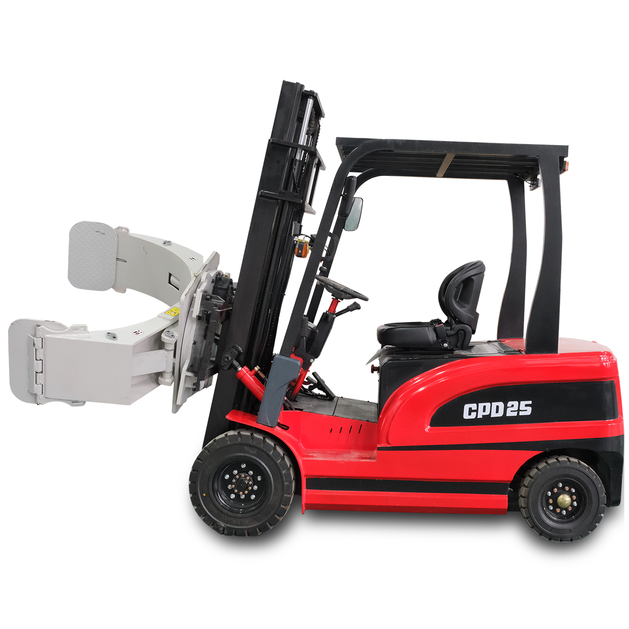 Load 2.5ton 2500kg 4-wheel electric forklift with clamp full electric big battery